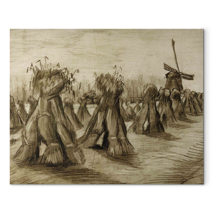 Gleznas reprodukcija /Vinsents van Gogs/ - Kviešu lauks ar sijām un vējdzirnavām G ART