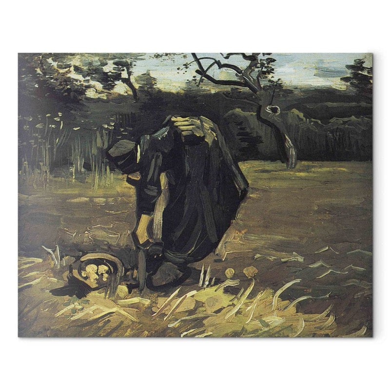 Maalauksen lisääntyminen (Vincent Van Gogh) - Farmer kerää perunan sadonkorjuuta taidetta