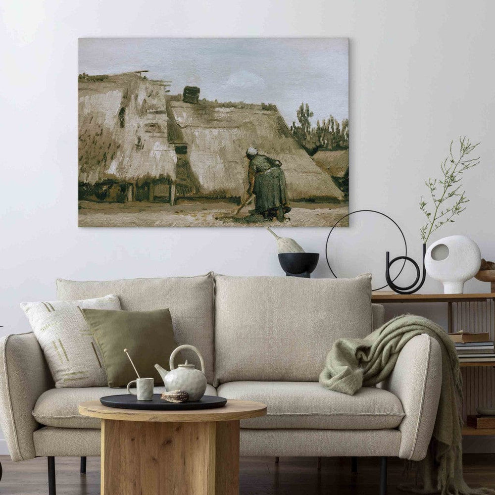Gleznas reprodukcija /Vinsents van Gogs/ - Mājiņa ar strādājošu lauksaimnieci G ART