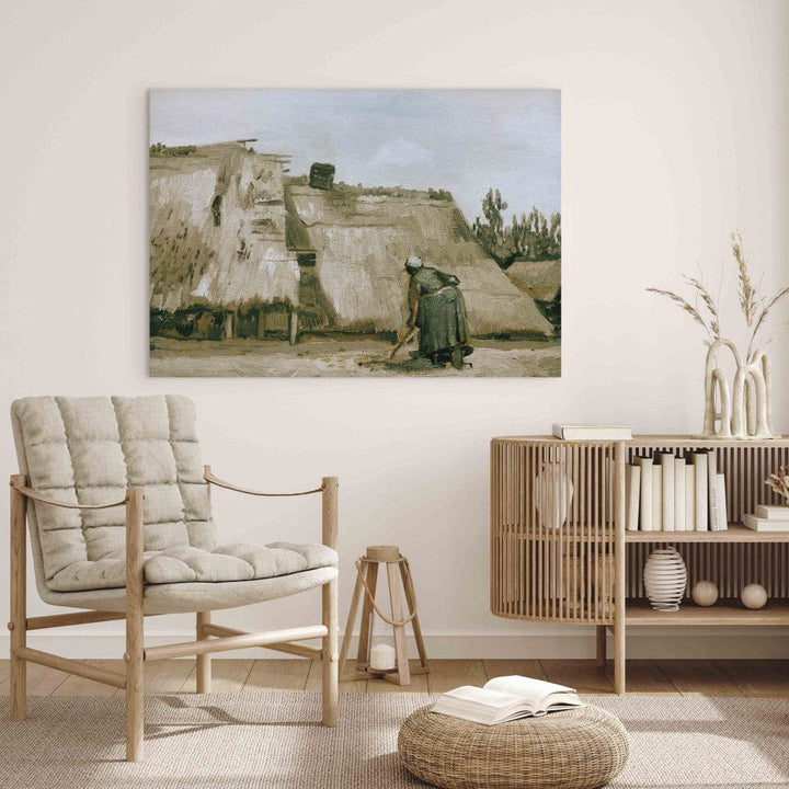 Gleznas reprodukcija /Vinsents van Gogs/ - Mājiņa ar strādājošu lauksaimnieci G ART