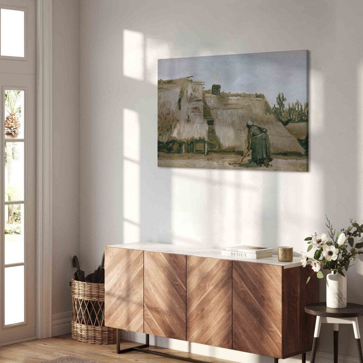 Gleznas reprodukcija /Vinsents van Gogs/ - Mājiņa ar strādājošu lauksaimnieci G ART