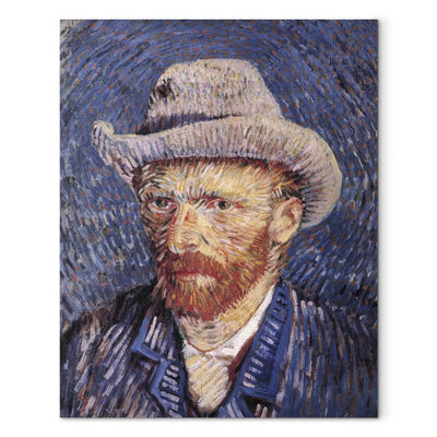 Tapybos reprodukcija (Vincentas Van Gogas) - „Self -Portrait“ su pilka veltinio skrybėle G menas