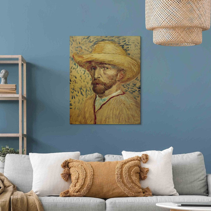 Gleznas reprodukcija (Vinsents van Gogs) - Pašportrets ar salmu cepuri un mākslinieka halātu G ART