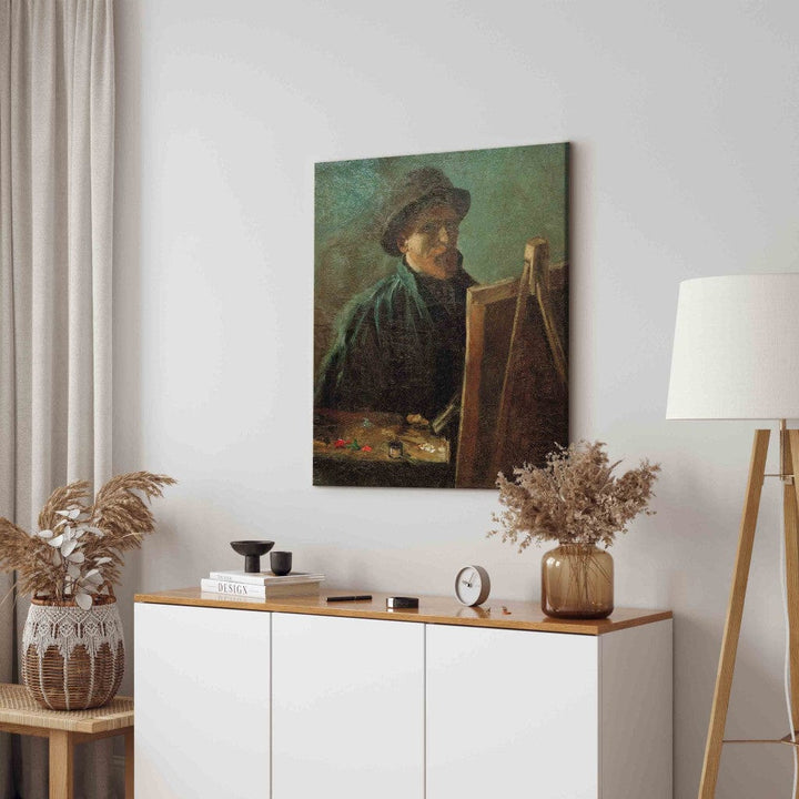 Gleznas reprodukcija /Vinsents van Gogs/ - Pašportrets ar tumšu filca cepuri pie molberta G ART
