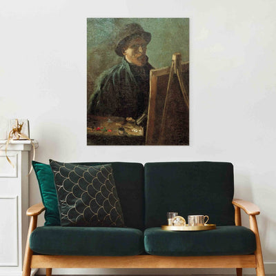 Gleznas reprodukcija (Vinsents van Gogs) - Pašportrets ar tumšu filca cepuri pie molberta G ART