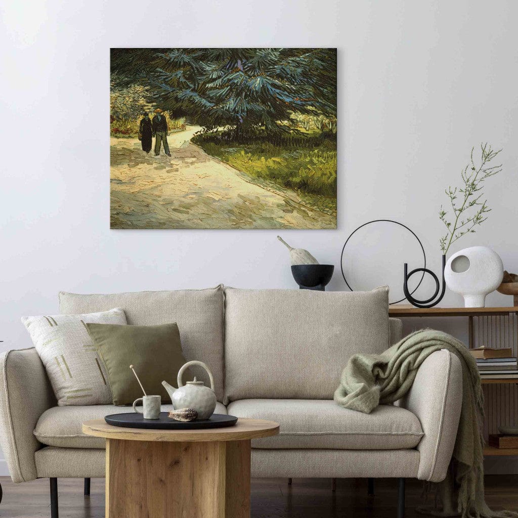 Gleznas reprodukcija /Vinsents van Gogs/ - Publisks dārzs ar pāri un zilo egli: Dzejnieka dārzs III G ART