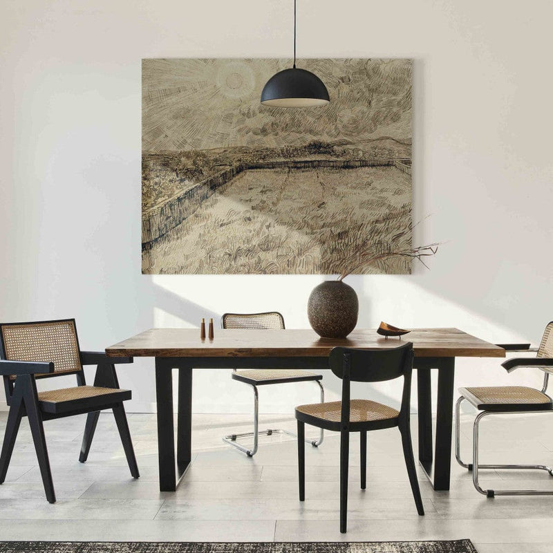 Воспроизведение живописи (Винсент Ван Гог) - Солнце над пшеничным полем G Искусство