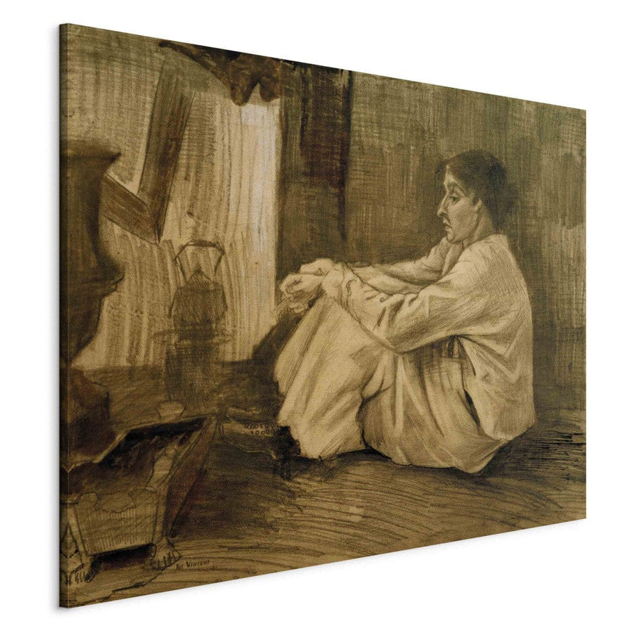 Gleznas reprodukcija /Vinsents van Gogs/ - Sieviete ar cigāru sēž pie krāsns G ART