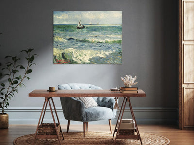 Gleznas reprodukcija (Vinsents van Gogs) - Skats uz jūru pie Saintes-Maries G ART