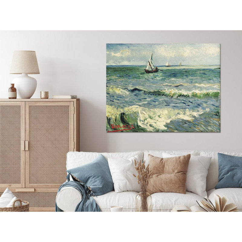 Gleznas reprodukcija (Vinsents van Gogs) - Skats uz jūru pie Saintes-Maries G ART