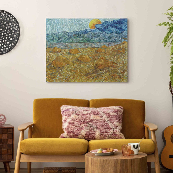 Gleznas reprodukcija /Vinsents van Gogs/ - Vakara ainava ar augošu mēnesi G ART
