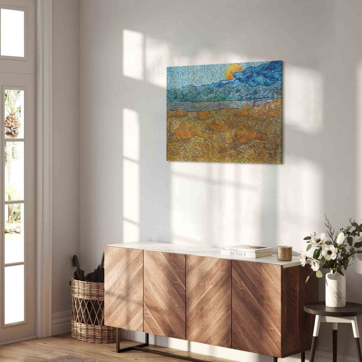 Gleznas reprodukcija /Vinsents van Gogs/ - Vakara ainava ar augošu mēnesi G ART