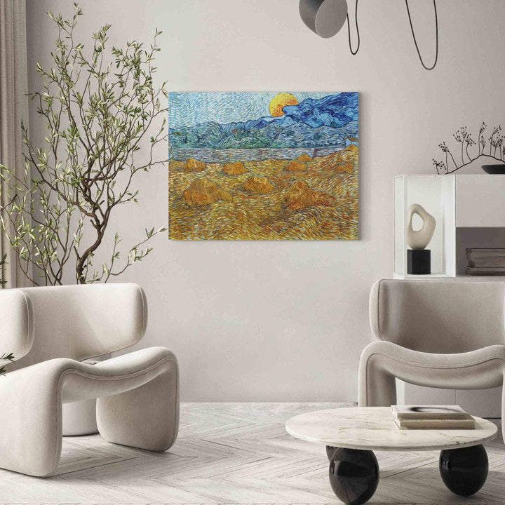 Gleznas reprodukcija /Vinsents van Gogs/ - Vakara ainava ar augošu mēnesi G ART