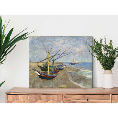 Reproduction of painting (Vincent van Gogh) - fishing boats saintes maries de la mer beach g Art