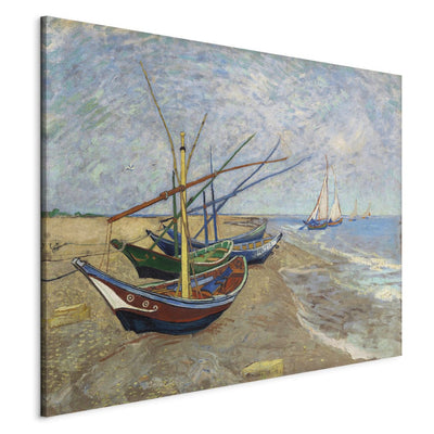Reproduction of painting (Vincent van Gogh) - fishing boats saintes maries de la mer beach g Art
