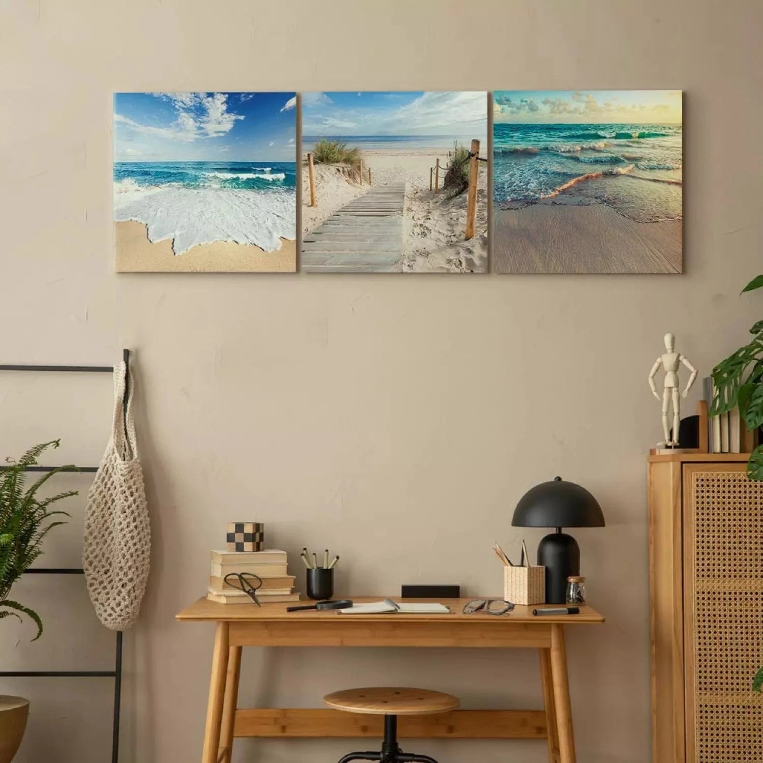 Gleznu komplekts - Vientuļa pastaiga, (x 3), mierīgos zilos toņos G-ART