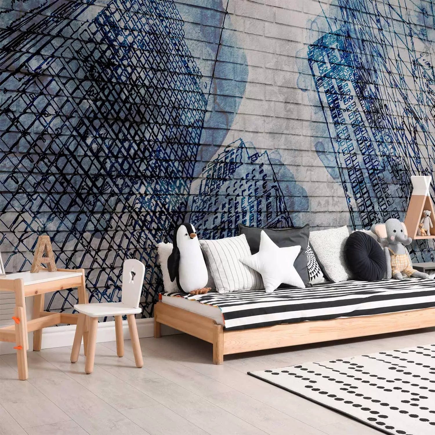 Graffiti fototapetes ar Ņujorkas arhitektūru un tintes efektu, 60759 G-ART