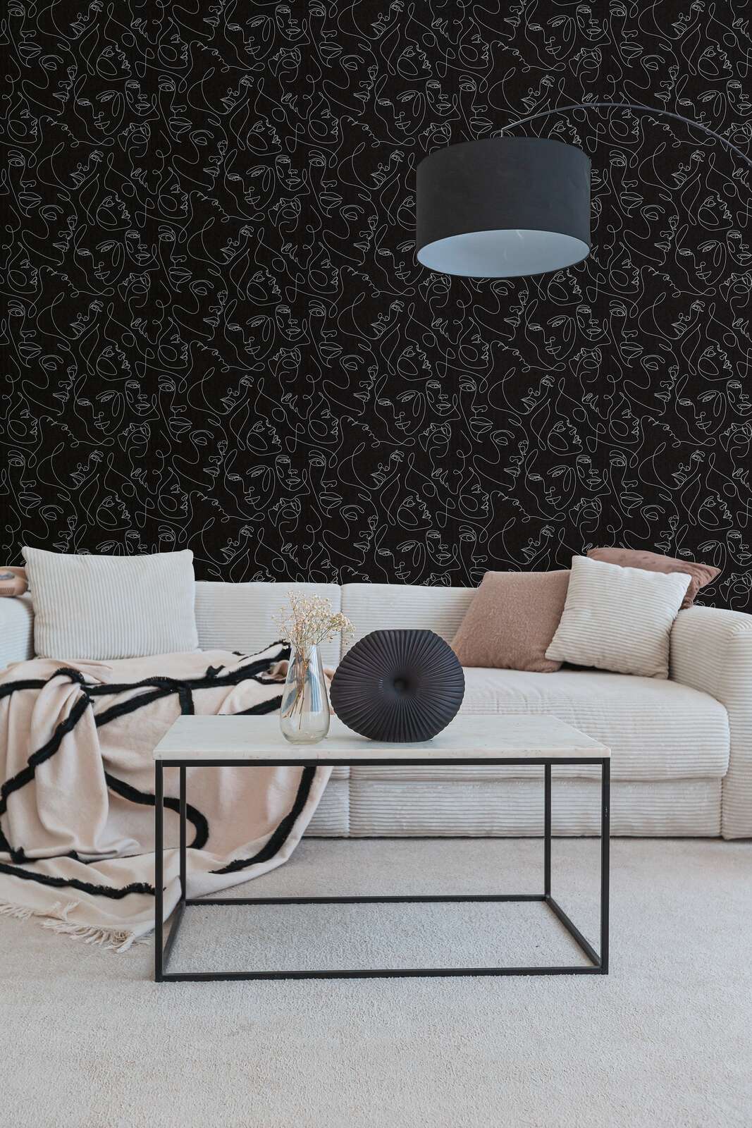 Grafikas ar abstraktām sejām tapetes - melna - 3012253 AS Creation