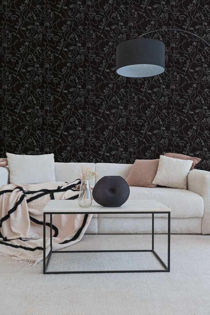 Grafikas ar abstraktām sejām tapetes - melna - 3012253 AS Creation