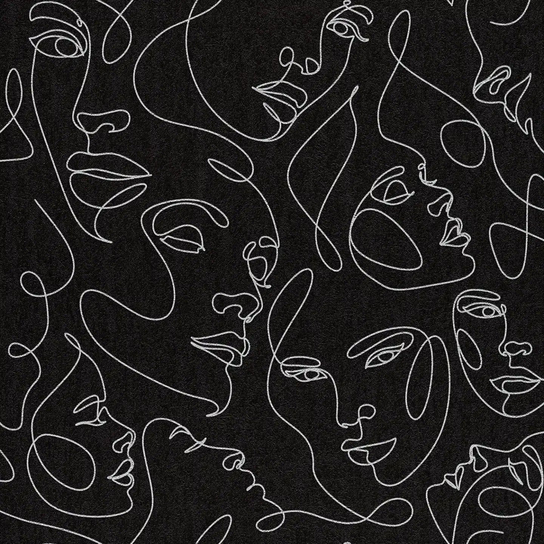 Grafikas ar abstraktām sejām tapetes - melna - 3012253 AS Creation