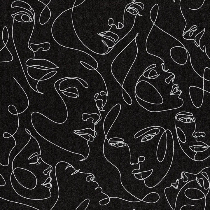 Grafikas ar abstraktām sejām tapetes - melna - 3012253 AS Creation