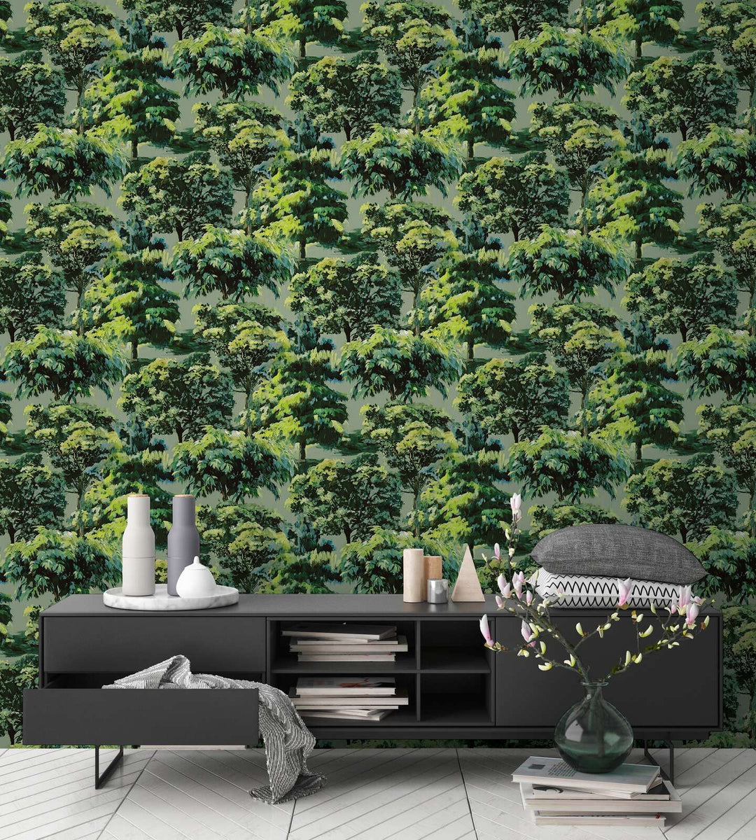 Greznas tapetes ar meža motīvu - zaļas - 3012505 AS Creation