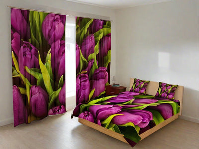Покрывало - Пурпурные тюльпаны Цифровой текстиль