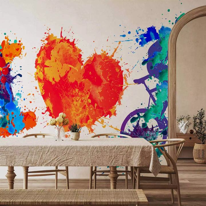 Fototapetes - Velosipēdists un sirds, 150975