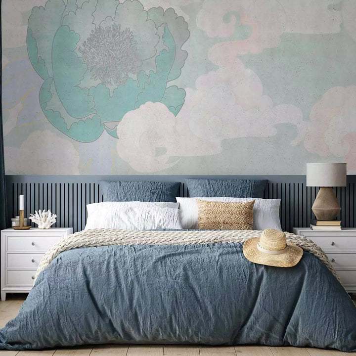 Fototapeet sinistes toonides piooniga - Fine Peony, 142433