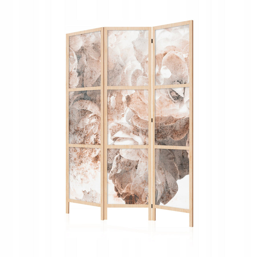 Japāņu aizslietnis, vienpusējs 135x172, Abstrakts ziedu motīvs siltos bēšos toņos L-ART