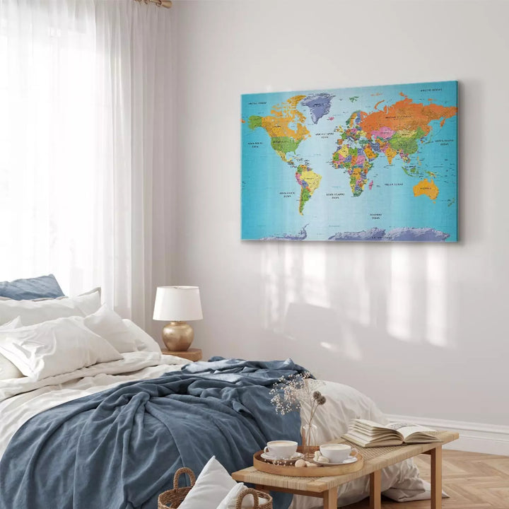 Kanva - – ģeopolitiska pasaules karte uz zila fona, (x1), 94575