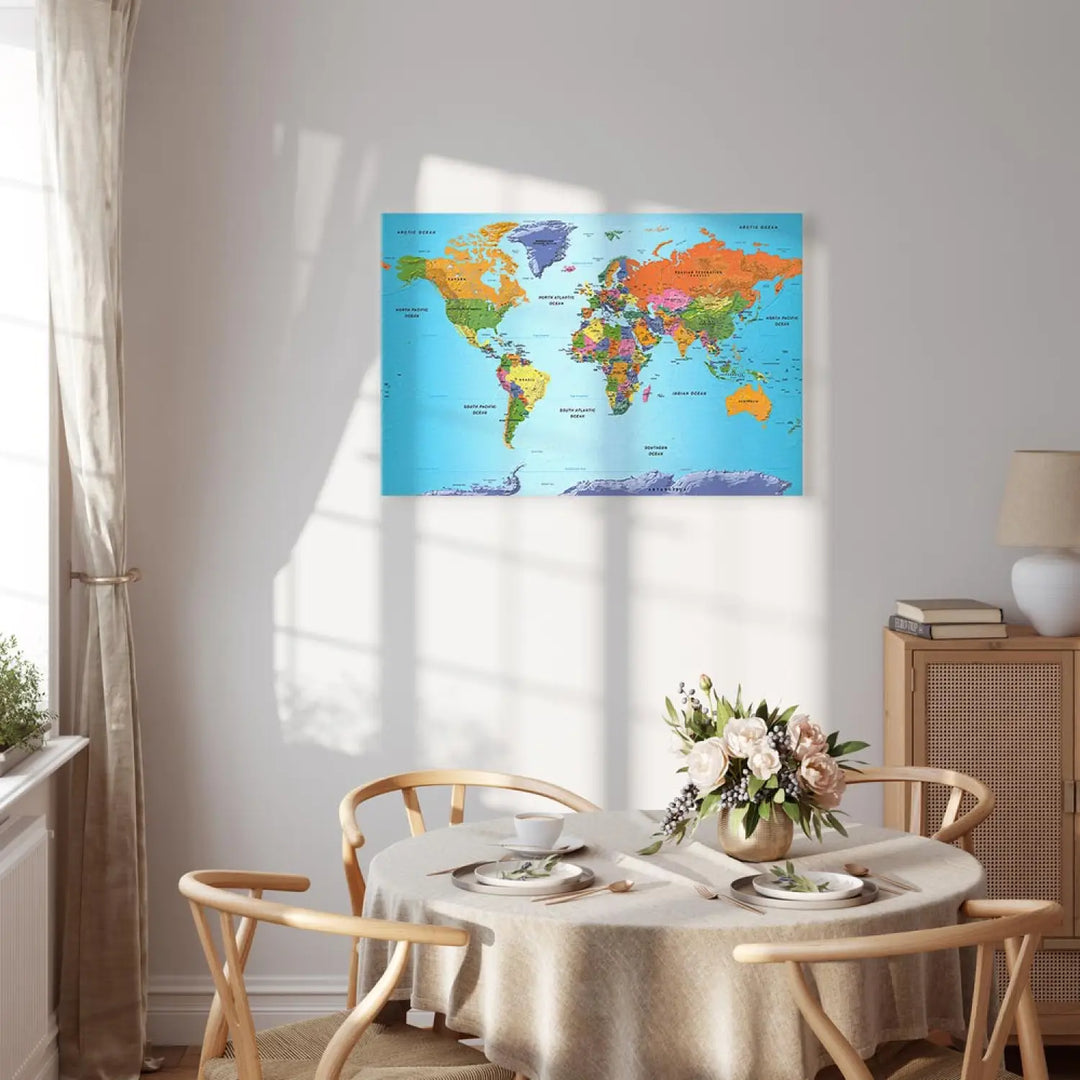 Kanva - – ģeopolitiska pasaules karte uz zila fona, (x1), 94575