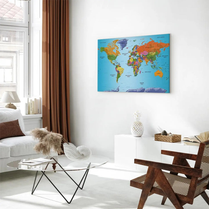 Kanva - – ģeopolitiska pasaules karte uz zila fona, (x1), 94575