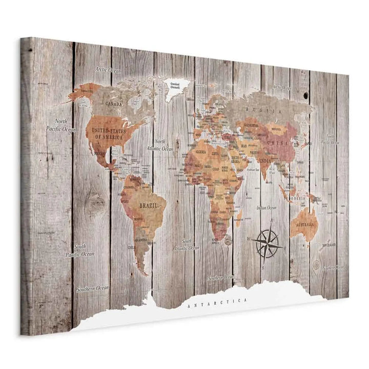 Paveikslai ant drobės Pasaulio žemėlapis: medinės istorijos