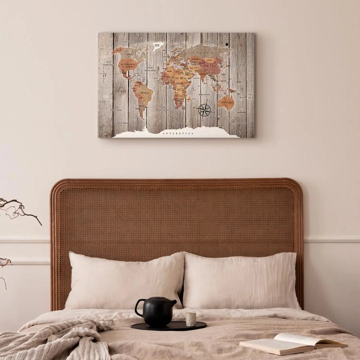 Paveikslai ant drobės Pasaulio žemėlapis: medinės istorijos