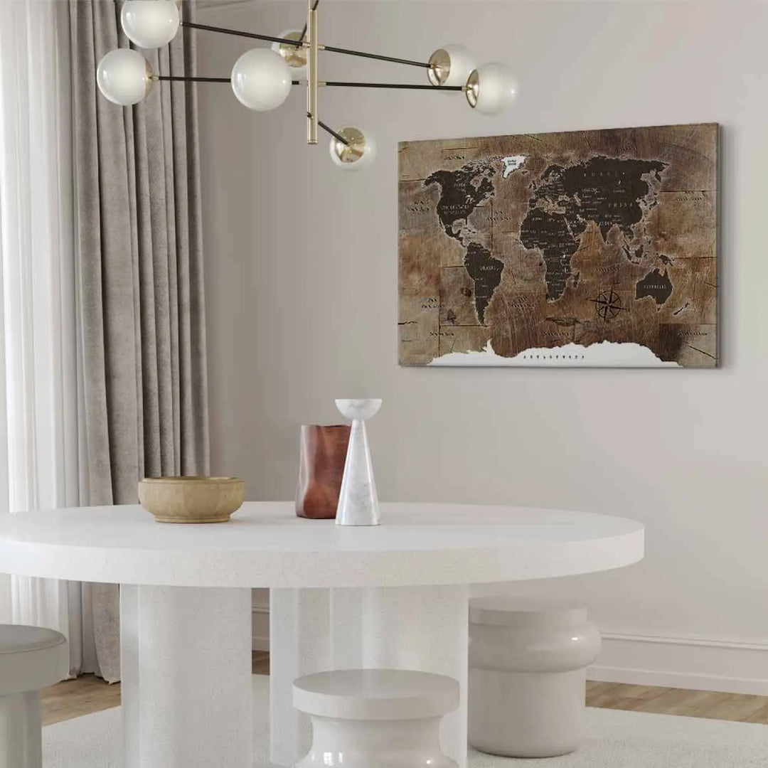 Paveikslai ant drobės Pasaulio žemėlapis: medinė mozaika