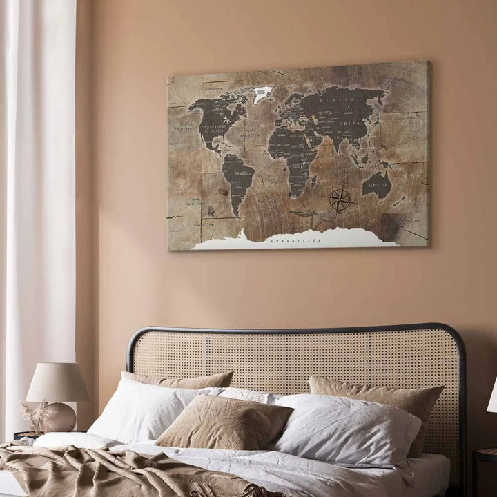 Paveikslai ant drobės Pasaulio žemėlapis: medinė mozaika