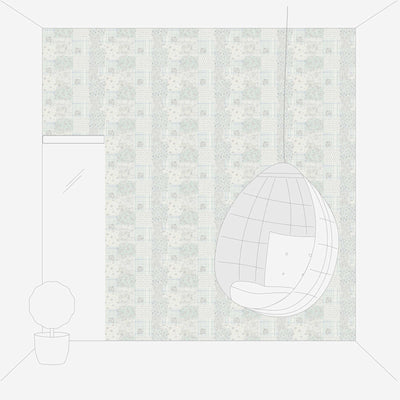 Country style wallpaper with floral pattern: light blue and grey - 1373010 AS Creation