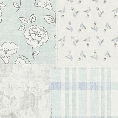 Country style wallpaper with floral pattern: light blue and grey - 1373010 AS Creation