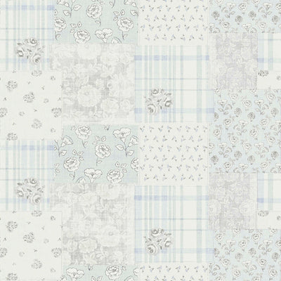 Country style wallpaper with floral pattern: light blue and grey - 1373010 AS Creation