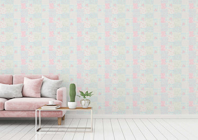 Country style wallpaper with floral pattern: blue, pink - 1373005 AS Creation