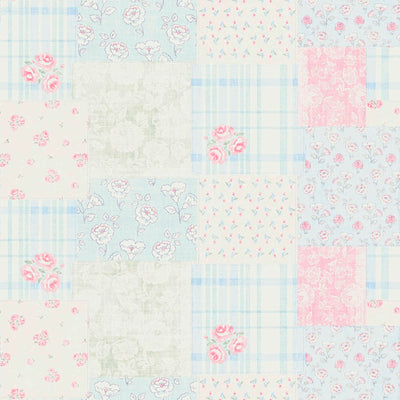 Country style wallpaper with floral pattern: blue, pink - 1373005 AS Creation