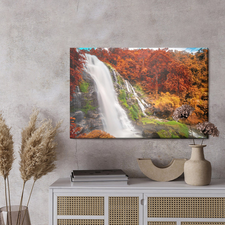 Kanva - 3D skats uz ūdenskritumu rudens mežā, N-1561 X-ART