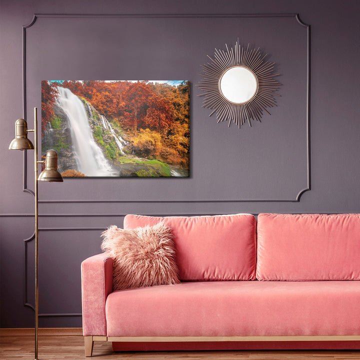 Kanva - 3D skats uz ūdenskritumu rudens mežā, N-1561 X-ART