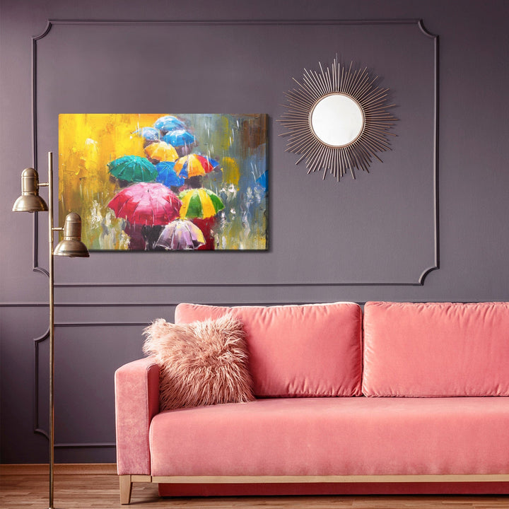 Kanva - Abstrakcija un cilvēki ar lietussargiem, N-858 X-ART