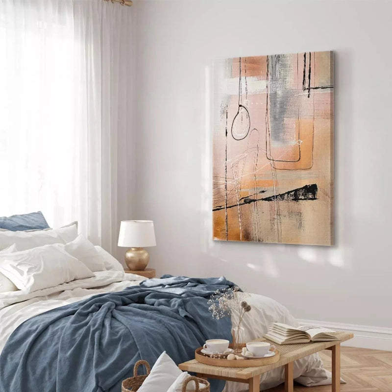 Kanva - abstrakta kompozīcija mākslinieciskā stilā - persiku krāsā G-ART