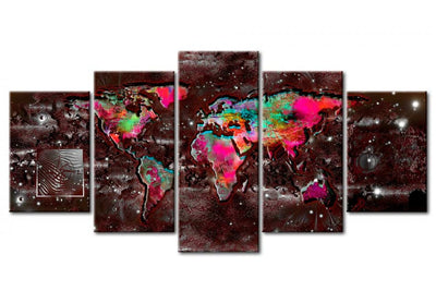 Glezna – abstrakta pasaules karte - Krāsaina ekstravagance, (x5), 93017 Tapetenshop.lv.