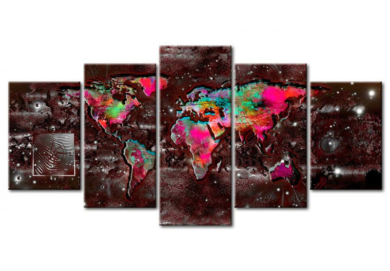 Seinapildid - abstraktne maailmakaart - värviline ekstravagantsus, (x5), 93017 G-ART.