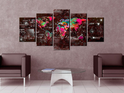 Canvas-taulut - abstrakti maailmankartta - Värikäs ylellisyys, (x5), 93017 G-ART.
