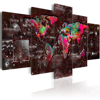 Canvas-taulut - abstrakti maailmankartta - Värikäs ylellisyys, (x5), 93017 G-ART.